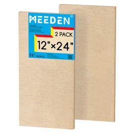 MEEDEN Unfinished Wood Canvas Board: 1-1/2" Deep 12x24” Wooden Canvas Panel Pack of 2 - Blank Cradled Wood Art Board for Painting