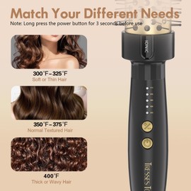 24K Gold Thermal Brush Hair Curling Iron Brushes, 30s Fast Heated Round Brush 1.5" for Blowout Look, Negative Ion Tech, 5 Temp Settings, Less Damage, Universal Voltage, Easy to Use, Gifts for Women