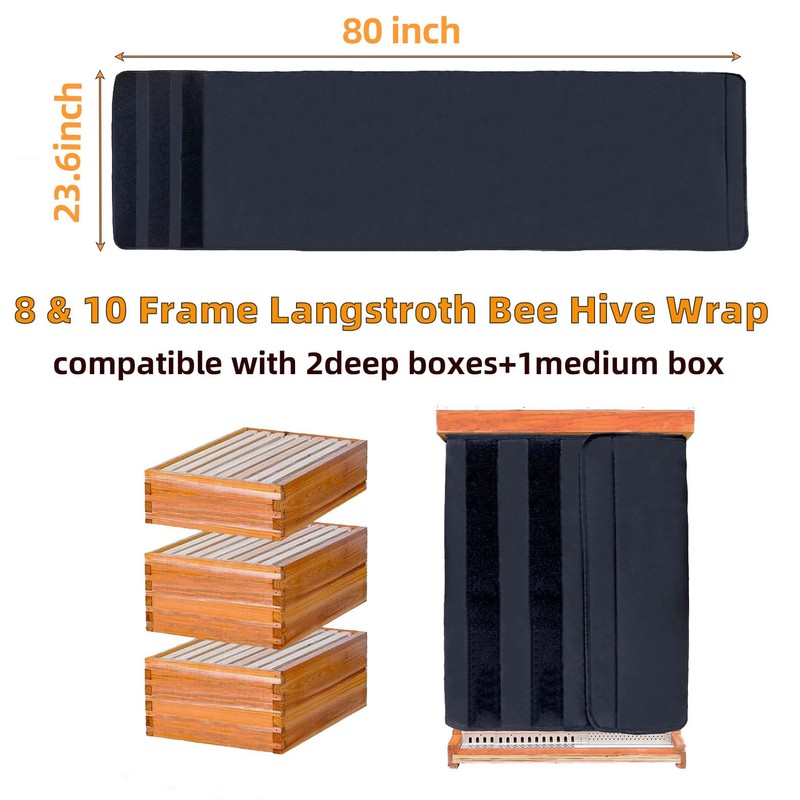 MLNSUNNY Winter Bee Hive Wrap,Fits 8 & 10 Frame Hives,Crafted
