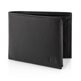 KRONIFY Men's Leather Wallet, Genuine Leather Wallet, RFID Protection, Landscape Format, Men's Wallet with Coin Compartment, 13 Card Slots, Men's Wallet, Nappa Black, Classic