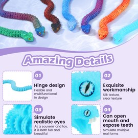 HIAPRIL 3D Printed Viper,3D Printed Snake Toy,3D Printed Animal, Fingertip 3D Printed Toys for Autism Hyperactivity Disorder-Home Office Decor Executive Desk Toys (Night Light Blue, 23.63 in)