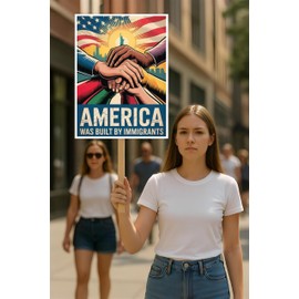 America Was Built By Immigrants Protest Sign, Anti-Trump Resistance, Political Activist Poster, Rally Sign, Resist Fascism, Resist Rascism