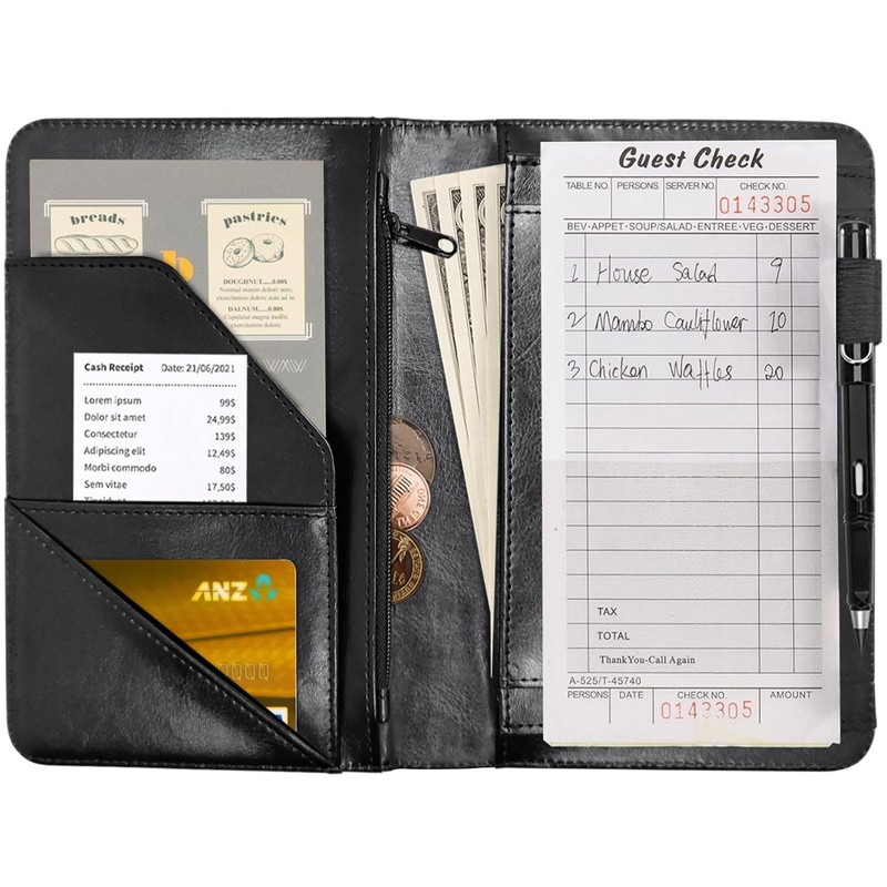 Server Book for Waitress – PU Leather Cute Server Organizer