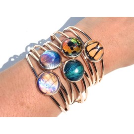 Real Butterfly wing jewelry Friendship bracelet for 2 3 4 5 6 7 8 girls Cuff Rose gold bangle for women Dragonfly Taxidermy