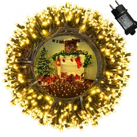 Moxled Moxled Lichterkette Weihnachtsbaum - 35M 350 LED Warmwei? Lichterkette Au?en Strom mit Timer Speicherfunktion, Grnes Kabel, Wasserdicht 8 Modi Weihnachtsbeleuchtung fr Garten Weihnachten Deko
