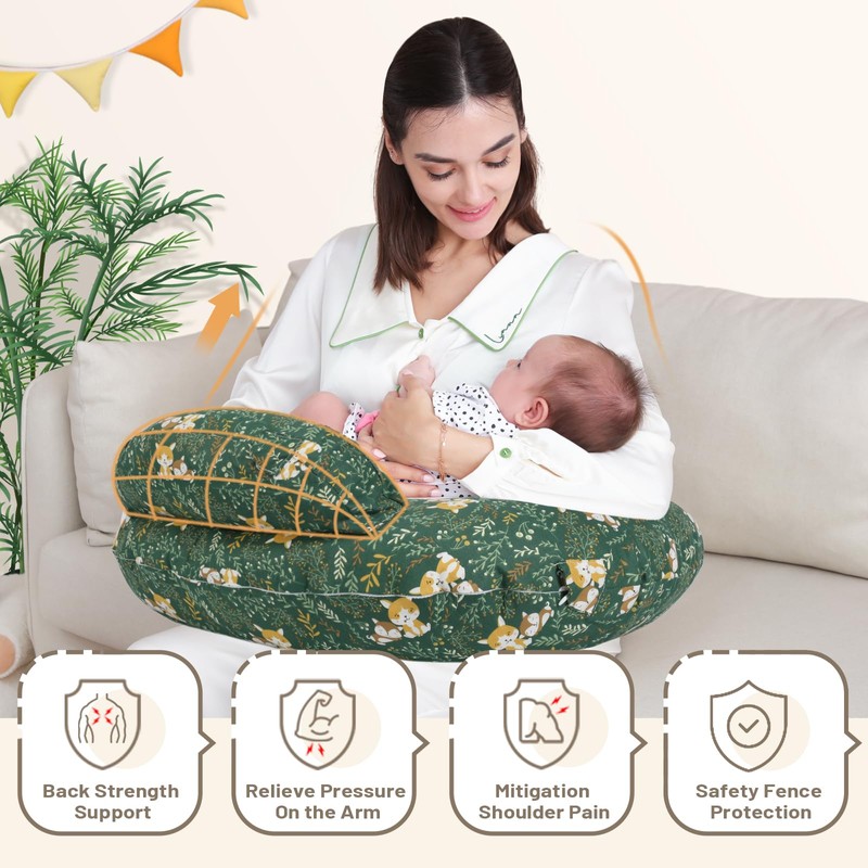 Nursing Pillow for Breastfeeding, Animal Patterns Removable Cotton Cover, Support
