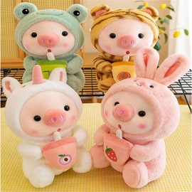 Champracer Pig Plush Toy, Cuddly Toy, Comfortable Cartoon Hug Toy, Pig Plush Toy, Gift for Children, Boys, Girls (25 cm, B)