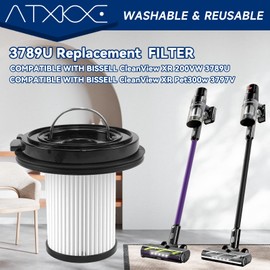 6Pack XR Filter Replacement for Bissell Cleanview XR 200W/ Cleanview XR Pet 300W Stick Cordless Vacuum Cleaner 3789U 3789X 3797V 3797W 3789 3797