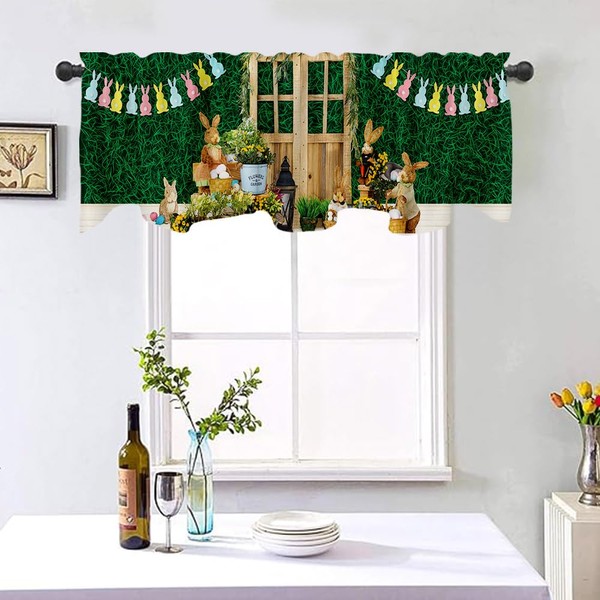 Generic 54x18 Inches Grass Wall Wooden Door Happy Easter Bunny