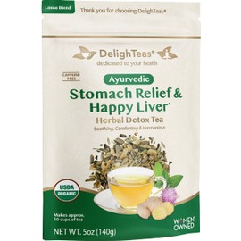 DelighTeas DelighTeas Organic Liver Detox Tea with Inspirational Tea Mug | Stomach Relief & Liver Cleansing | Ayurvedic Loose Leaf Milk Thistle, Fennel, Ginger Tea for Digestion