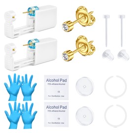 QWALIT Ear Piercing Kit Ear Piercing Gun Kit Gold Self Piercing Earrings Piercing Kit Disposable Earring Gun Piercing Kit With Earring Studs Self Piercing Earrings Kit