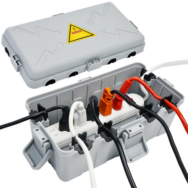 Hrensaw Medium Outdoor Electrical Box(10.6x5.5x4.5inch),Weatherproof Connection Box w/6 Cable Entry,IP54