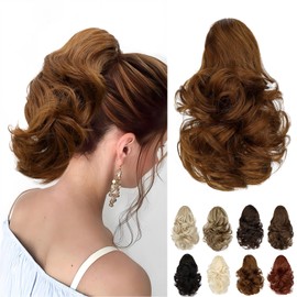 Cephermer Ponytail Extension 10" Claw Clip Short Wavy Pony Tails Light Auburn Natural Looking Synthetic Hairpiece for Women