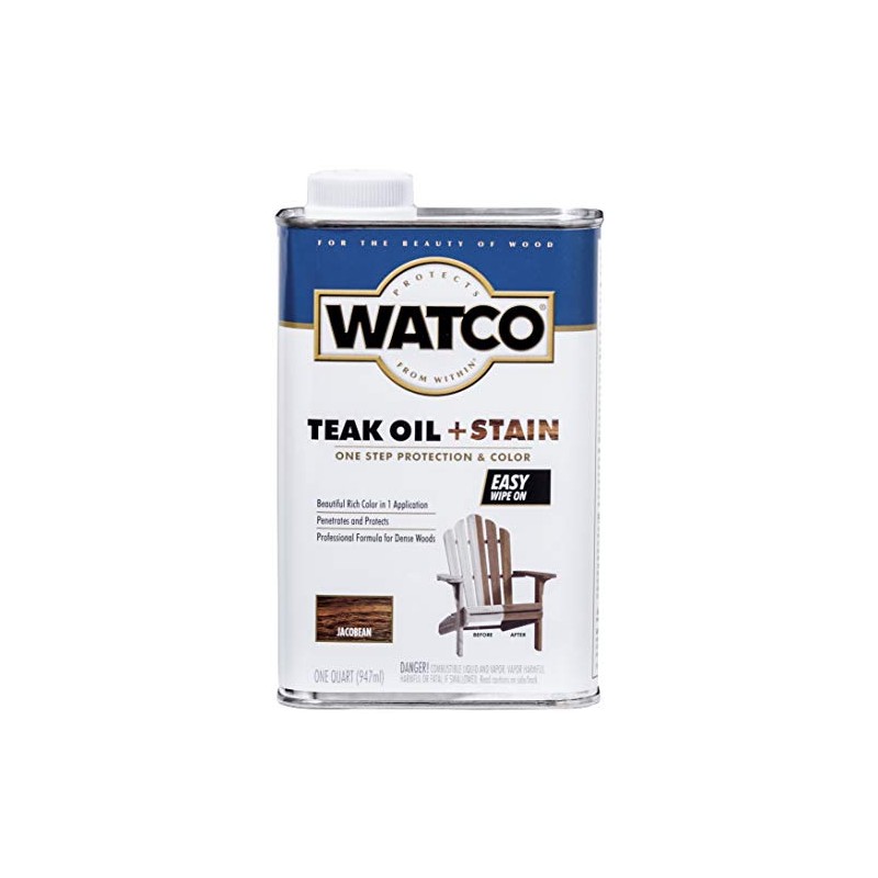 Watco 348747 Teak Oil Plus Stain, Quart, Jacobean, 32 Fl