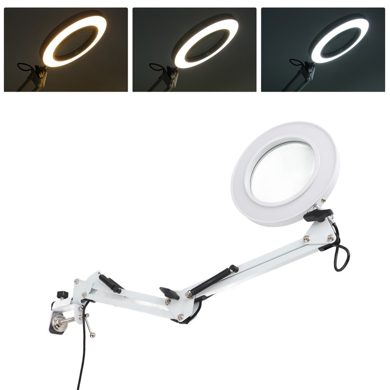 5X Magnifying Glass Clip On LED Tattoo Desk Lamp USB