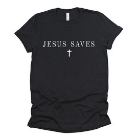 Love in Faith | Jesus Saves | Christian Short Sleeve | Faith-Based Apparel | Black | Unisex | S