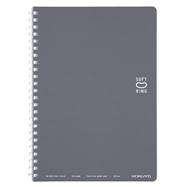 KOKUYO Spiral Lined Notebook, 8.3'' x 5.8'' Pastel Journal A5 Soft Ring Notebooks with Dot 6 mm Ruled, 50 Sheets, Dark Gray 1 Subject Notebook, Note Taking for School. Japan Import (SU-SV331BT-DM)