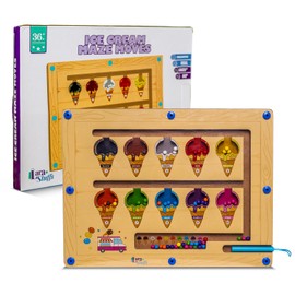 Larastuffs Montessori Magnetic Color and Number Maze Puzzle Board – Educational Wooden Toy for Toddlers, Fine Motor Skills & Counting Game Ages 2–5