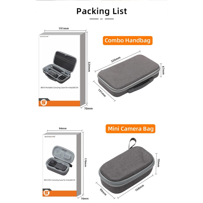 YYFRIEND Camera Accessories Carrying Case Mini Bag for INSTA360 X4/