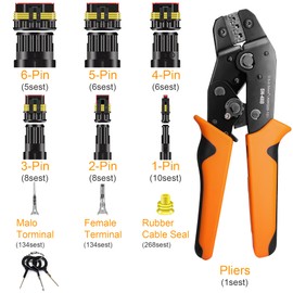 ANTOM 709PCS Water Proof Wire Connectors 43 Kits-1/2/3/4/5/6 Pin Automotive Electrical Connectors-with Ratcheting Wire Crimper-Waterproof Connectors for Wiring