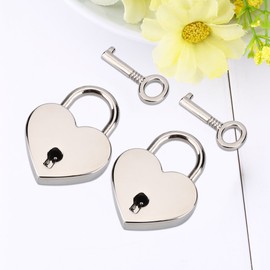 2 Sets Heart Shape Padlock with Key for Luggage Handbag Diary Gift