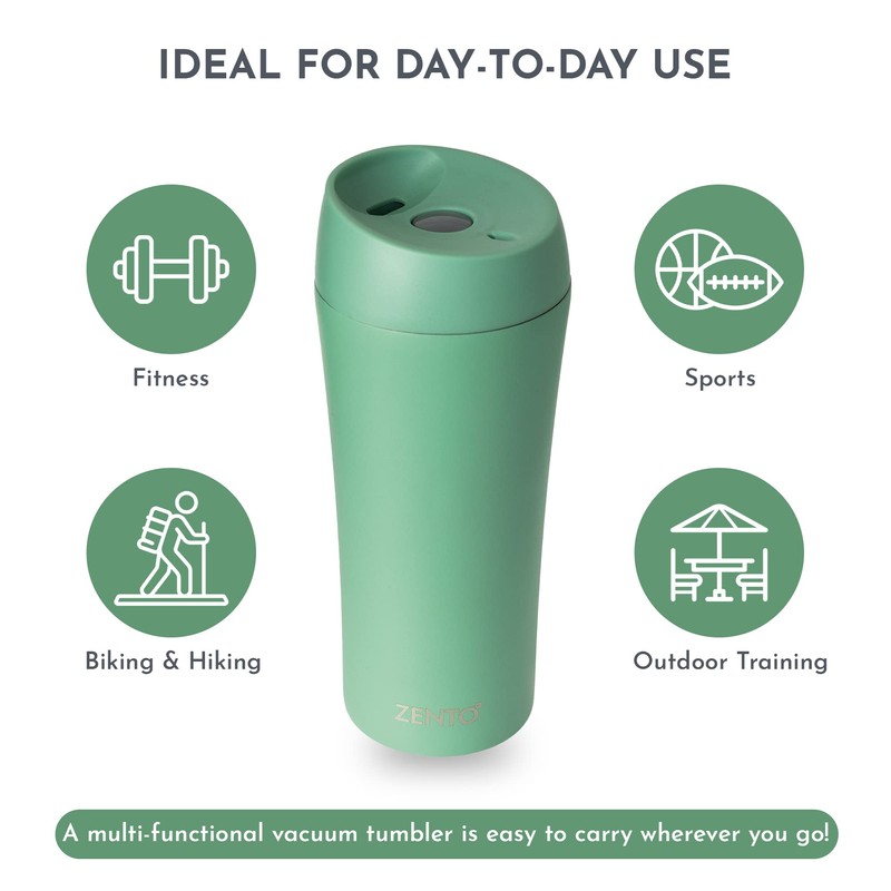 Zento Stainless Steel Vacuum Tumbler–350ml for Coffee, Tea or Water,