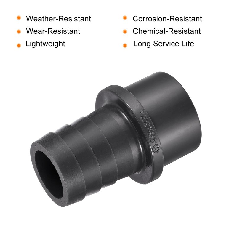 sourcing map PVC Pipe Fitting 32mm Barbed x 40mm OD