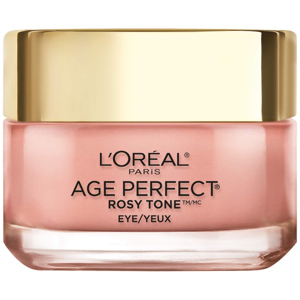 L'Oreal Paris Skincare Rosy Tone Anti-Aging Eye Cream Moisturizer to Treat Dark Circles and Under Eye, Visibly Color Corrects Dark Circles and Brightens Skin, Suitable for Sensitive Skin, 0.5 oz.