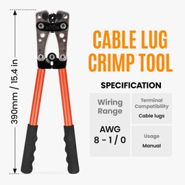 PJERJZN Electrical Connectors Crimping Tool Set Ratchet Terminal Crimper 23-10 AWG, Wire Crimper Tools 10-0 AWG and Wire Cutter Battery Cable Terminal Crimper for Heavy Duty Wire Lugs, Copper Lugs