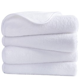 Polyte - Premium Microfibre Towel - Lint Free & Quick Drying - White - 40 x 76 cm - Pack of 4