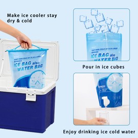 REVEX Ice Pack,Reusable Ice Packs for Cooler, Large Leakproof Cooler Ice Packs for Lunch Boxes, Long Lasting Freezer Packs for Coolers,Drop in Cubed Ice, Drinking Melted Ice Water. (Large/Set of 2)