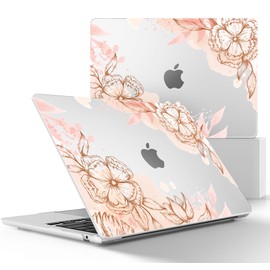 May Chen for MacBook Air M4 M3 M2 13.6 inch Case 2025 2024 2023 2022 Release, Models: A3240 A3113 A2681, Flexible Plastic Case for M4 13.6" Laptop, Hard Shell with Keyboard Cover, Floral Elements
