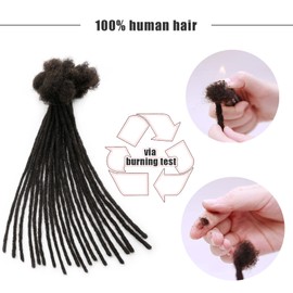 IXIMII 100 Strands 4 inch Permanent Locs Extensions Human Hair 0.4cm Natural Black Handmade Dreadlock Extensions Soft Human Dreads with Comb and Needle for Men Women Kids