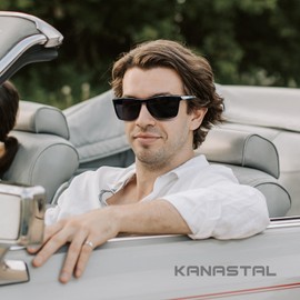 KANASTAL Sunglasses, Men's, Sports, Ultra Elastic Ear Hook, Frame, Polarized, UV 400, Ultra Lightweight, Hanko, K1: TR90+ bright black