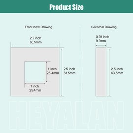 Heyalan Shower Arm Flange Plate, 1pc Modern Shower Escutcheon Cover Plate 2.5'', Universal Shower Head Arm Replacement Cover Plate, Matte Black Square Escutcheon Wall Cover