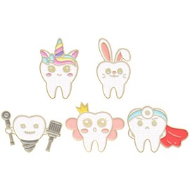5 Uds Broche De Dientes De Dibujos Animados Esmalte Salud Pin De Solapa Broche De Esmalte Insignia De Broches Disfraces Campus Vestido Bolsa Ropa Sombrero Joyería Para