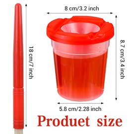 20 PCS No Spill Paint Cups with Lids, Painting Cups and Brushes Set, Spill Proof Paint Brush Cup Art Supplies for Learning Activities
