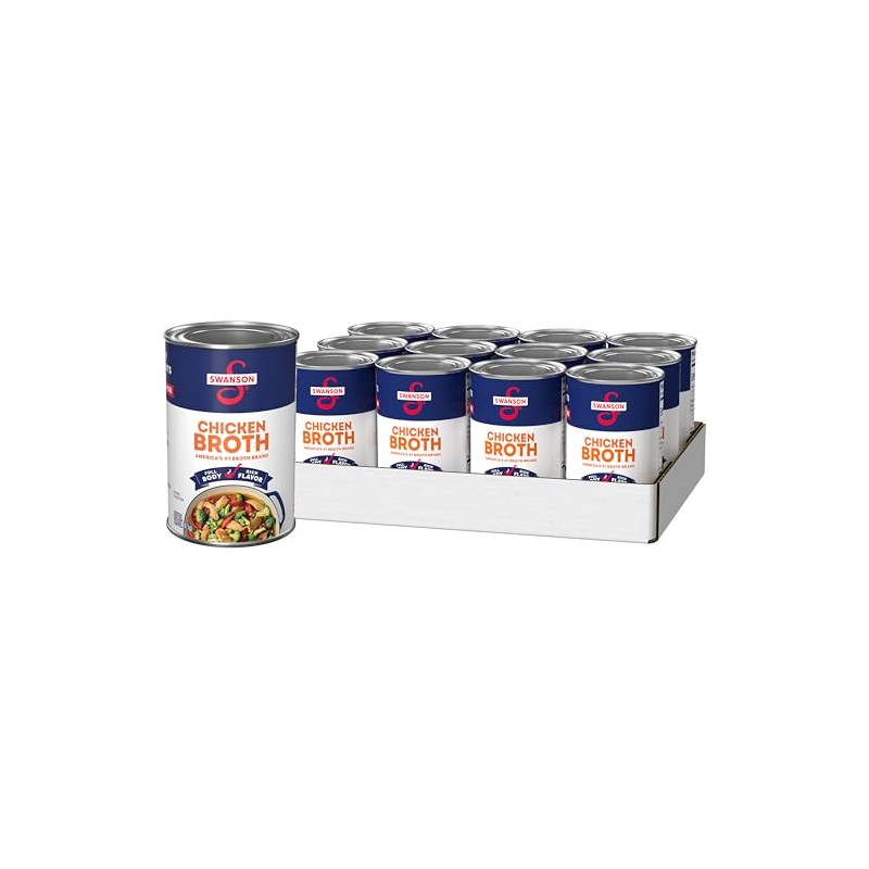 Swanson 100% Natural, Gluten-Free Chicken Broth, 14.5 Oz Can (Pack