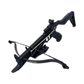ManKung 80 lbs Aluminum Self Cocking Cobra Style Pistol Crossbow (80-lbs Aligator Stock w/ 3 Bolts. Black)