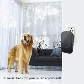 Wireless Doorbell Waterproof Door Bell with 2 Plug-in Receivers with 1 Remote Button Receivers Operating at over 500-feet Range with Over 50 Chimes£¨Battery included （Black1-2）