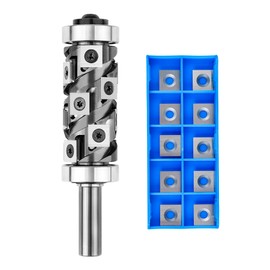 SpeTool Top&Bottom Bearing Flush Trim Router Bit 1/2 Shank with 10PCS Replaceable Carbide Inserts,Woodworking Templates Patterns Bits Industrial Grade Trimmer Cutting Tools