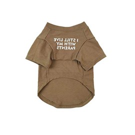 T-Shirt for Dogs with the Saying: Ich wohne noch bei Meinen Eltern (Khaki, M)
