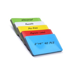 Realth Magnetic Dry Erase Labels | 40 Pcs 5CM x 10CM Multi Color| Reusable Erasable Write | for Classroom Home Office Whiteboard Refrigerator Crafts Name Tags (RML4430S)