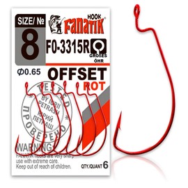 FANATIK Offset FO-3315 Fishing Hook for Rubber Baits 8, 6, 4, 2, 1, 1/0, 2/0, 3/0, 4/0, 5/0 Jig Fishing Hook for Rubber Baits (Red, 54 mm - #4/0-3 Pieces)