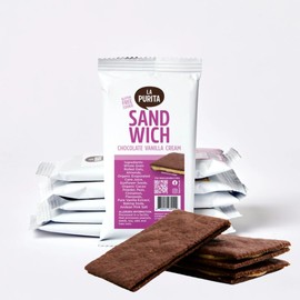 La Purita Nut Butter Filled Crunchy Biscuit Sandwich Cookies – Gluten & Dairy Free, Vegan Protein with Chocolate Vanilla Cream – Whole Food Plant-Based, No Oil Added, Healthy Snacks for Adults, 6 CT