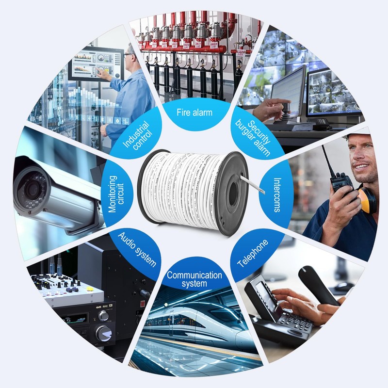 22/2 Shielded Wire 50FT CL3P Jacket Pure Copper Wire, Spool