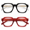 AMOMOMA 2 Pack Retro Square Reading Glasses for Women Men,Spring