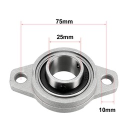 sourcingmap KFL005 Flanged Pillow Block Bearing, 25mm Bore Diameter, Zinc Alloy/Chrome Steel, Set Screw Lock (Pack of 2)