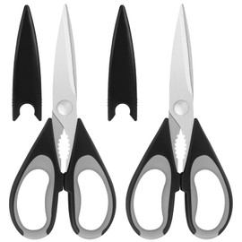 Vutyvve Kitchen Scissors, Stainless Steel Blades, Soft Grip, Multifunctional Kitchen Scissors Set, Black/Grey, 2 Piece Set