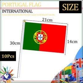 10pcs Small Portugal Flags on Sticks for Oly 2024 Decorations,Portugals Hand Held Mini Stick Flag Hand Wave Flags for Oly 2024,Sports Events Euro Football Game Portugal Party Decoration